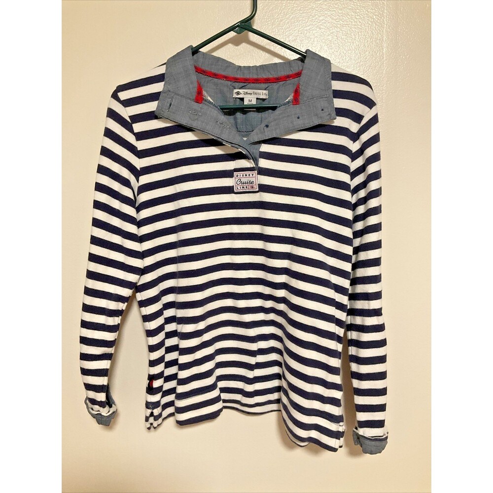 Disney Cruise Line Women’s M Rugby Shirt Black White Stripe Collector
